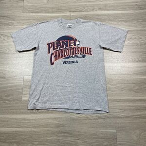 Vintage Shirt Mens Large Gray 90s Single Stitch Planet Charlottesville Virginia